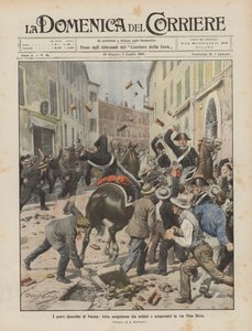 帕尔马的严重骚乱，在Via Nino Bixio的士兵和罢工者之间的血腥斗争 作者 Achille Beltrame