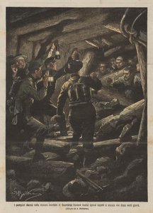 消防队员进入Courrieres被淹的矿井，发现13名工人被埋葬了？ 作者 Achille Beltrame