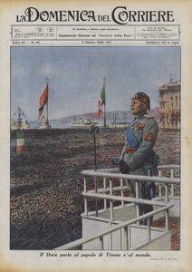 Duce向的里雅斯特人民和世界说话 作者 Achille Beltrame