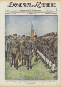 国王回顾了意大利前线第一支美国特遣队的壮丽士兵 作者 Achille Beltrame