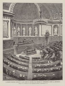 法国参议院在共和国的阴谋进程中聚集在高等法院 作者 Achille Beltrame