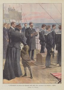 埋葬死者百万富翁在十字架从阿根廷到热那亚 作者 Achille Beltrame