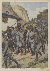 我们的士兵的战利品通过了为争夺弗雷科菲尔的战斗而被俘的220名囚犯