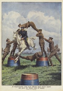 英国Hu骑兵在伦敦皇家锦标赛排练中的独特飞跃官员