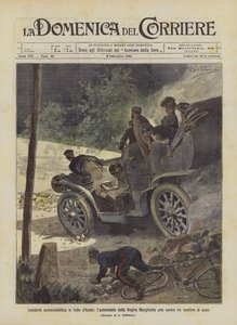 在Valle dAosta发生车祸，Regina Margherita的车撞上了三道石头障碍 作者 阿基里·贝尔特拉姆（Achille Beltrame）