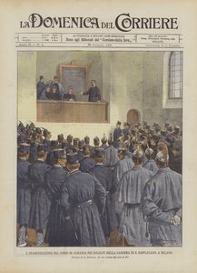 米兰S Simpliciano军营的士兵农业课程的落成典礼 作者 Achille Beltrame