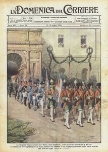 Cuneo Brigade庆祝米兰加里波第军营的旗帜节