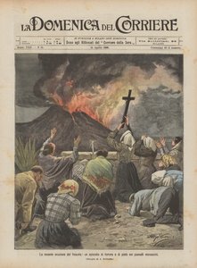 最近维苏威火山爆发，在受威胁的村庄发生恐怖和虔诚事件 作者 阿基里·贝尔特拉姆（Achille Beltrame）