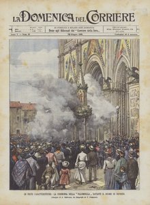 特色盛宴，奥尔维耶托大教堂前的Palombella仪式 作者 Achille Beltrame