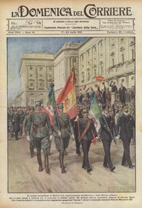 马德里对陆军和意大利海军代表的节日欢迎？ 作者 Achille Beltrame