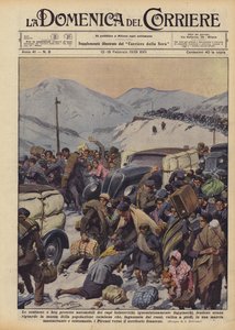 布尔什维克领导人豪华且保护良好的汽车，可耻地逃离？ 作者 Achille Beltrame