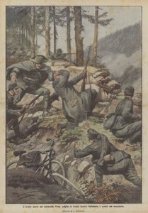 Viola上校的Leroan死亡，用他的步枪射击了他的敌人，击中了额头 作者 Achille Beltrame