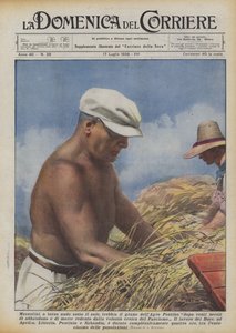 在阳光下赤裸上身的墨索里尼在二十世纪之后打破了Agro Pontino的谷物？