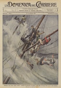 Nautralgia dun大德国帆船，树木的男子在悲惨的树木爬树？ 作者 Achille Beltrame