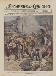 黑暗英雄，勇敢的从卡斯特尔米尼的硫磺矿火焰到安全吗？ 作者 Achille Beltrame