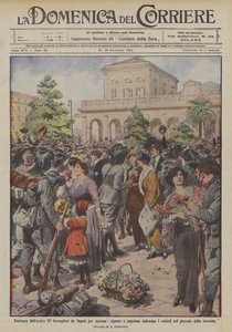 从那不勒斯到安科纳的英雄lrs bersaglieri的离开，女士和平民绽放士兵？