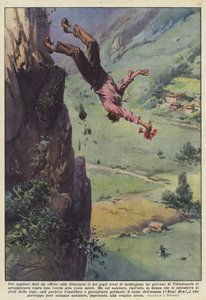 要抓住鲜花给女友（美丽的山红百合）一个年轻人？ 作者 Achille Beltrame