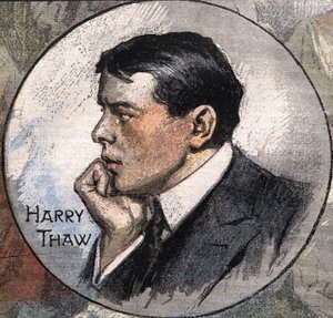 1907年哈里-托夫在受审期间的画像 作者 阿基里·贝尔特拉姆（Achille Beltrame）