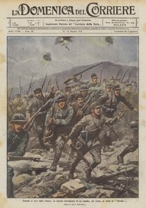 当你离开战壕时，对喀斯特的猛烈攻击，萨沃伊的呐喊！ 作者 Achille Beltrame