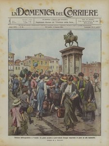 打破威尼斯的渡槽，人们急于提供进口井和喷泉的水 作者 Achille Beltrame