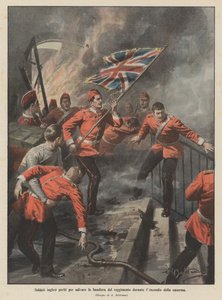 在军营开火期间，英国士兵死于拯救军团的旗帜