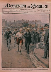 1908年奥运会，《La Domenica del Corriere》1908年的封面（彩色平版印刷）。 作者 阿基里·贝尔特拉姆（Achille Beltrame）