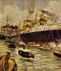 安德烈·多里亚战列舰在加里波利附近搁浅，作者 Achille Beltrame（1871-1945），来自 La Domenica del Corriere 作者 阿基里·贝尔特拉姆（Achille Beltrame）