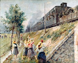 Achille Beltrame (1871-1945) 米兰当代历史博物馆绘画的意大利军用火车通道 作者 阿基里·贝尔特拉姆（Achille Beltrame）