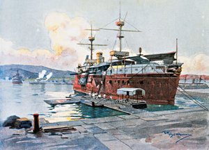 拉斯佩齐亚的Castelfidardo号古船 作者 阿基里·贝尔特拉姆（Achille Beltrame）