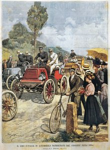 乘车游览意大利，由《晚报》赞助，Achille Beltrame的插图来自《晚报》，5月19日 作者 阿基里·贝尔特拉姆（Achille Beltrame）