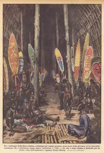 在新几内亚的野蛮人中 作者 Achille Beltrame