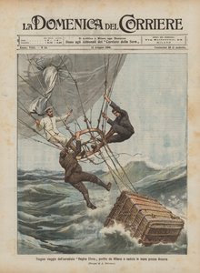 Tragico della Balloon旅程Regina Elena离开米兰，落入安科纳附近的大海 作者 Achille Beltrame