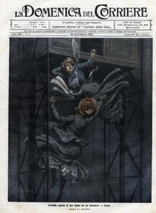 1910年，两名妇女从那不勒斯的一部电梯中坠落。 作者 阿基里·贝尔特拉姆（Achille Beltrame）