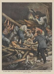 一名意大利工人在隧道的巨石下埋葬十天后活了出来？ 作者 Achille Beltrame