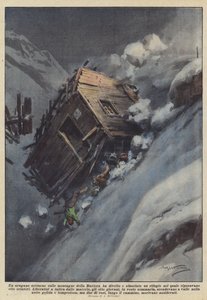 巴伐利亚山区的一场夜间飓风已经撕裂并打破了一个避难所？ 作者 Achille Beltrame