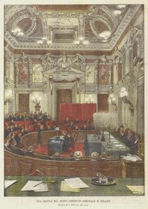米兰新市议会的坐 作者 Achille Beltrame