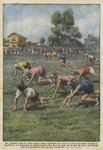 会员和俱乐部成员之间组织了一场原始的人类赛狗比赛？ 作者 Achille Beltrame