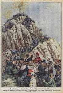 一个风景如画的高山节日，在牧师的十字架上祝福 作者 阿基里·贝尔特拉姆（Achille Beltrame）