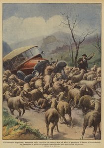 绵羊的Unecatombe发生在连接Bra到Alba的路上，在库内奥省 作者 Achille Beltrame