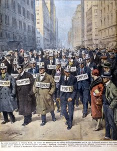 纽约的失业者--在 "La Domenica del corriere "中 作者 阿基里·贝尔特拉姆（Achille Beltrame）
