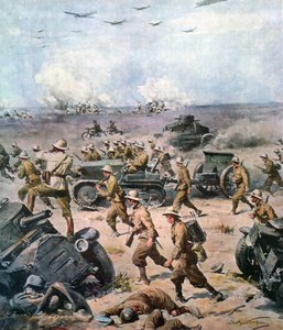 二战-1940年北非战役-意大利入侵埃吉特，La Domenica del Corriere 1940年9月22日 作者 阿基里·贝尔特拉姆（Achille Beltrame）