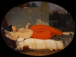 奥德丽斯忒雕像，约 1830-35 年（木板油画） 作者 阿基尔·德维里亚