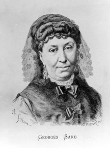 乔治·桑的肖像（Aurore Dupin，Baronne Dudevant）（1804-1876 年），A. Gilbern 作者 阿基里·伊西多尔·吉尔伯特