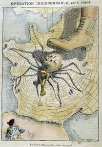 共济会是敌人（蜘蛛在法国编织他的网）-在 1907 年 4 月 28 日的“Le Pelerin”中 作者 阿基里·莱莫特（Achille Lemot）