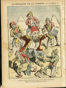 2008年10月25日，《Le Pelerin》中的Achille Lemot（1846-1909）插图 - 土耳其的堕落 - 土耳其, 宗教信仰, 巴尔干地区, 保加利亚, 波斯尼亚-黑塞哥维那, 克里特岛, 天主教徒 - 阿卜杜勒-哈米德二世（1842-1918）。 作者 阿基里·莱莫特（Achille Lemot）