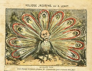 2008年1月26日《Le Pelerin》中Achille Lemot（1846-1909）的插图 - Voliere jacobine - Bloc des lefts, Wine crisis Revolte des vignerons, Narbonne, Beziers, Aurore（日记） - Clemenceau George, Peacock, - Animation 作者 阿基里·莱莫特（Achille Lemot）