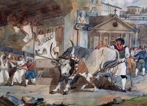 屠夫，阿奇尔-皮内利（1809-1841）的作品，水彩画，意大利
