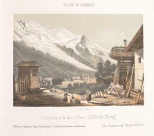Zicht op de vallei van Chamonix van van van vaaf de pas Les Montées
霞慕尼山谷的入口（物品上的标题）
Herinnering aan Chamonix-Mont-Blanc（系列标题）
布朗山博物馆（文物上的系列名称） 作者 弗朗索瓦·路易斯·卡蒂尔