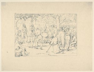 石墙-杰克逊营地的祈祷，来自1861-63年南军战争蚀刻画。