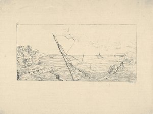 南卡罗来纳州查尔斯顿附近的石块封锁，来自1861-63年的南方战争版画。
